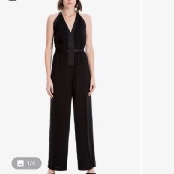Max Studio London Black Halter Wide Leg Jumpsuit Medium - Picture 1 of 11